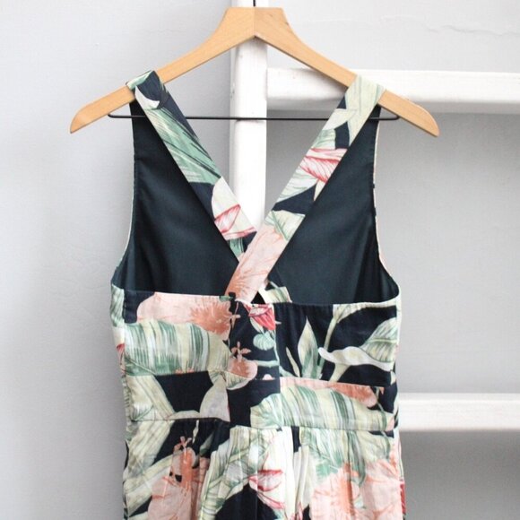 Ann Taylor Navy Pink Island Floral Sleeveless Cross Back Tropical Dress Size 6 - Picture 4 of 9